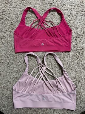 lululemon athletica Dual Strappy Sports Bras - Hot Pink & Light Pink